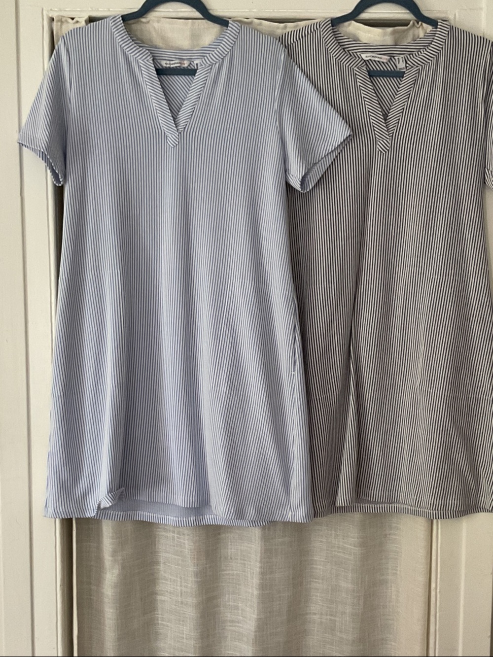Isaac Mizrahi Striped Midi Tunic Dress - Light Blue Navy White S/O 2